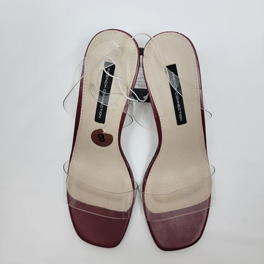French Connection Womens Tia Heeled Sandal Red Clear Straps Heels Different Sz. - Picture 9 of 15